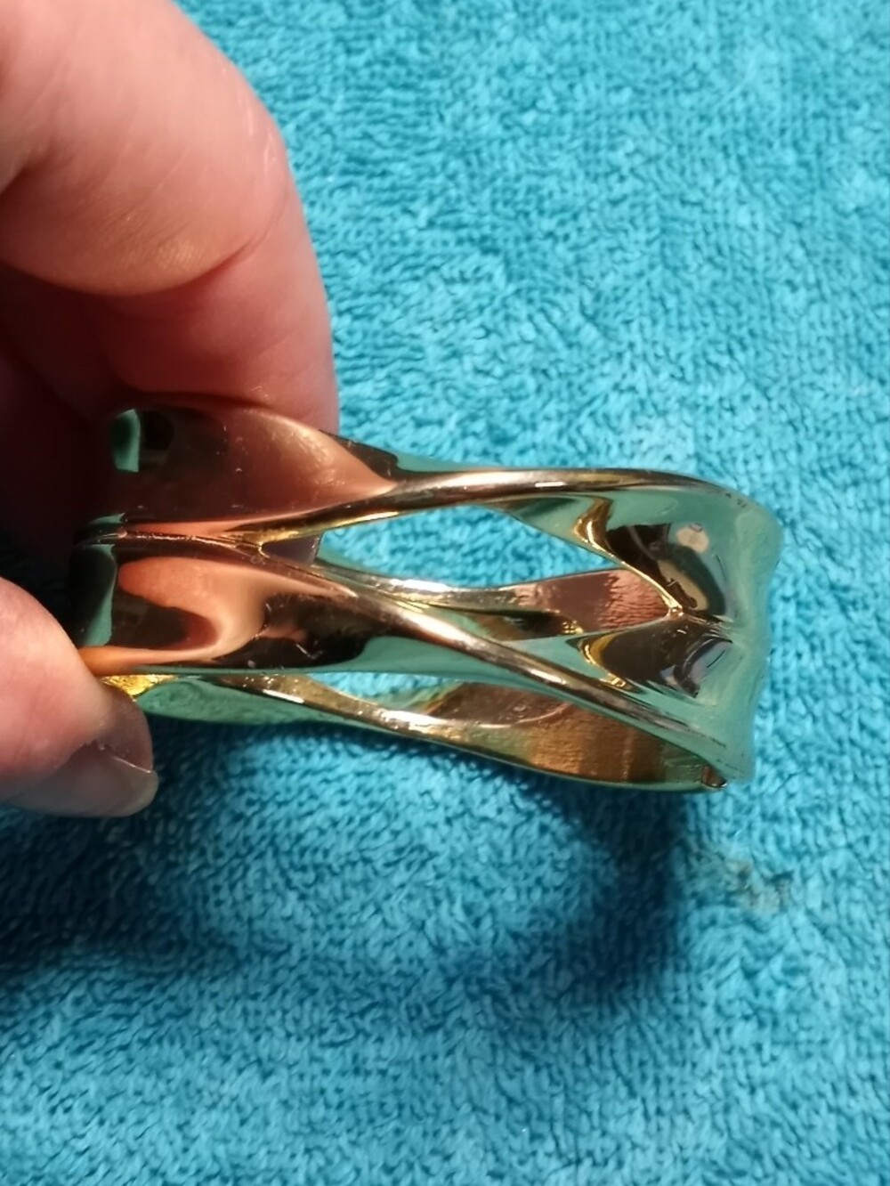 Gold-Tone Open Wave Hinged Cuff Bracelet